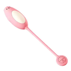 Angled image of the Beamara bear-shaped vibe egg showing its elongated flexible tail ending in a matching pink remote control.