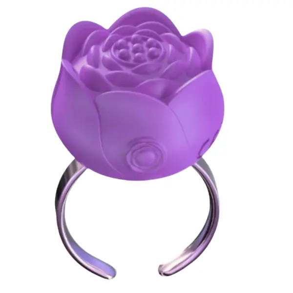 Bloomé Discreet Clitoral Stimulator Ring in purple, styled as a blooming flower with a smooth metallic ring base.