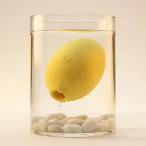 Lemon Vibrator Citric Lust in yellow submerged in water, showcasing waterproof design with smooth oval shape and suction nozzle opening