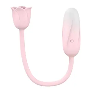 Soft pink wearable vibrator with a tulip-shaped tip and connected control base, designed for targeted clitoral stimulation and discreet internal use.