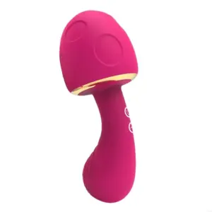 The Smurfettea Mushroom Shaped G-Spot Stimulator in red featuring a bulbous head, curved shaft, and gold accent band for a luxe finish.