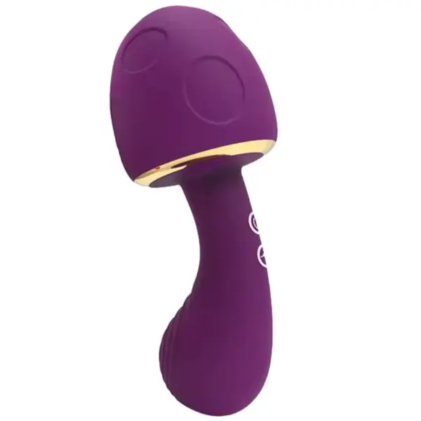 Deep purple version of the Smurfettea Mushroom Shaped G-Spot Stimulator with curved ergonomic design and dual-button interface for easy control.