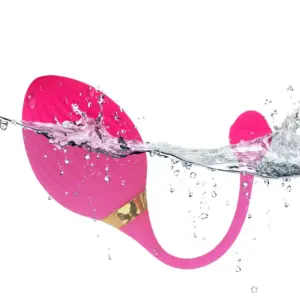 Veloura love egg partially submerged in water, highlighting its daily waterproof design with a curved, seamless silicone exterior.