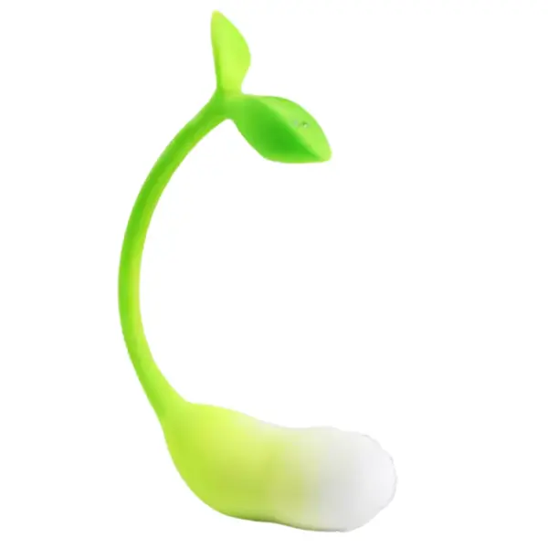 The Verdanta vibrator shown in an upright curve with the leaf end lifted, displaying its bendable, ergonomic design and soft silicone texture.