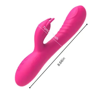 Soft Rabbit with Triple Action – PlushTri shown at a diagonal with 8.66-inch length and 2.75-inch clitoral arm, offering visual scale for its triple stimulation design.