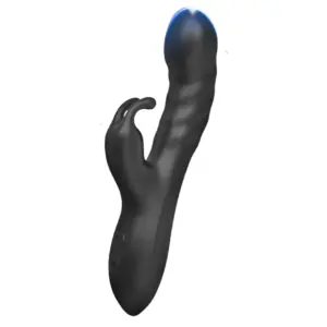 Realistic Rechargeable Rabbit – SilkyLap angled view highlighting the contoured shaft and flexible clitoral arms designed for dual stimulation.