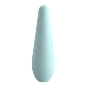 The PetalMuse clitoral vibrator in a soft matte light blue finish, featuring a smooth, tapered silhouette with no visible buttons for a sleek look.