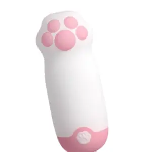 Cat paw love egg vibrator – Pawmé in soft white and pink silicone shaped like a cat’s paw, with raised pink pads and a compact handheld design.