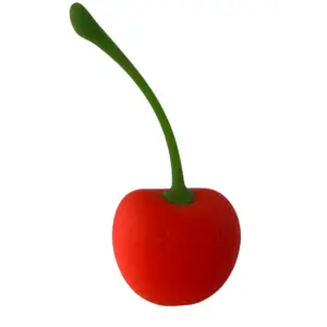 Cherry shaped bullet vibrator – CherryPop features a bright red silicone cherry body with a long green stem-style handle for flexible control.