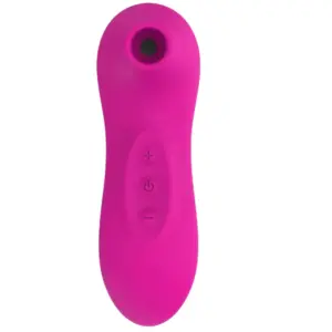 Suction Vibrator for Women – Femora in bright pink featuring three soft-touch buttons for intensity control and a smooth, compact body.