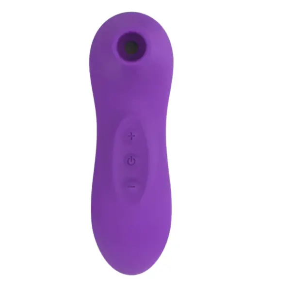 Suction Vibrator for Women – Femora shown in purple with visible power and intensity buttons, designed for easy single-hand operation.