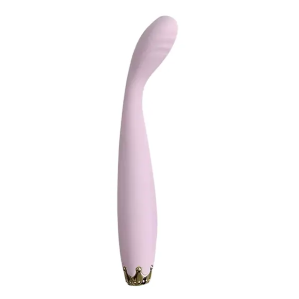 Bendable G-Spot Vibrator Bendelle in soft pink with a smooth, contoured shaft and upward-curving ribbed tip for targeted internal pleasure.