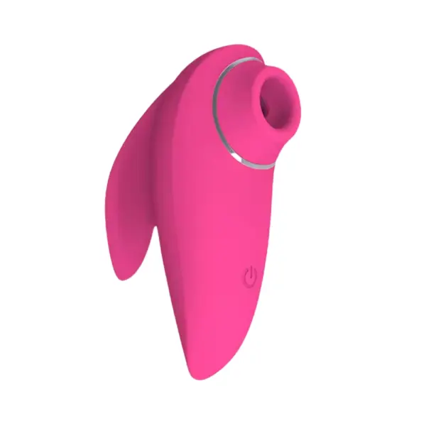 Clit Stimulator Suction Toy – FinnFun viewed from the front showing the oval suction head, curved body, and power button near the base.