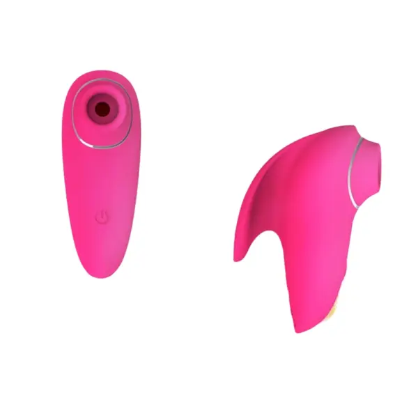 Clit Stimulator Suction Toy – FinnFun shown from top and side perspectives highlighting the placement of the suction head and contoured fins for grip.