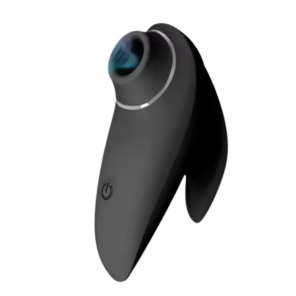 Clit Stimulator Suction Toy – FinnFun in sleek black with metallic detailing and a dark inner nozzle visible at the tip.