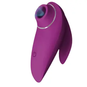 Clit Stimulator Suction Toy – FinnFun in deep purple featuring its signature curved fin shape and rounded suction tip with silver ring accent.
