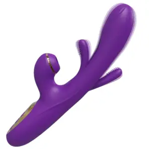 Flika’s reverse angle showing the ribbed inner stimulator and curved shaft with defined ridges, designed for deep dual-point pleasure.