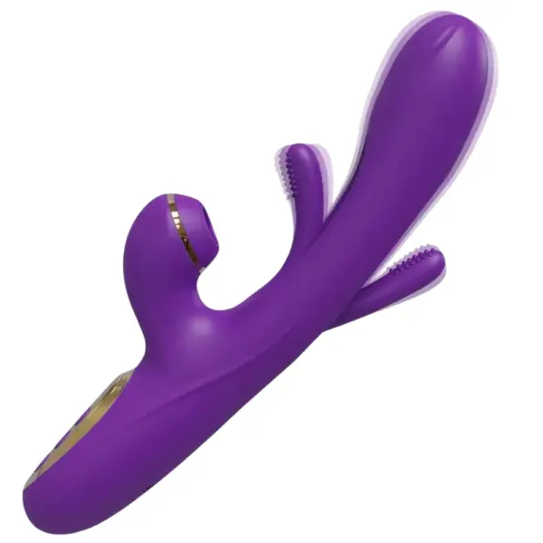 Flika’s reverse angle showing the ribbed inner stimulator and curved shaft with defined ridges, designed for deep dual-point pleasure.