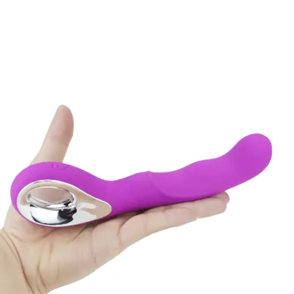 ForceVibe Strong Rechargeable G-Spot Massager shown in hand for scale, displaying its smooth silicone surface and contoured design for targeted G-spot stimulation.