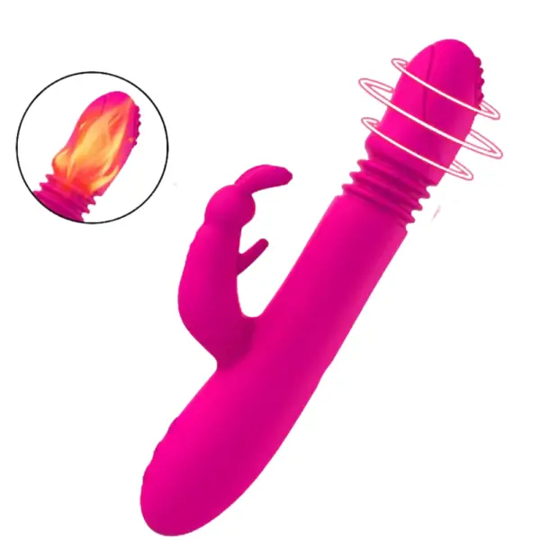 EmberThrust shown with glowing tip and motion rings around the shaft, illustrating its thrusting function and heating capability for internal stimulation.