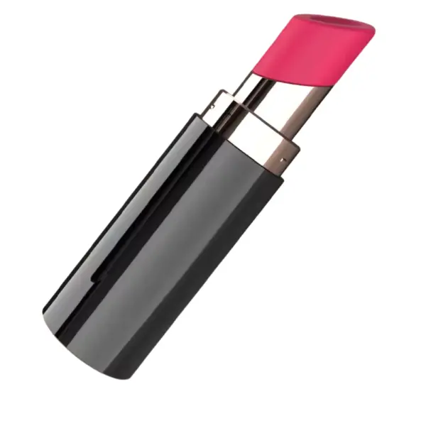 Lipstick clitoral suction vibrator – Smooché shown from a side angle to highlight the sleek black lipstick-style casing and contoured pink suction tip.