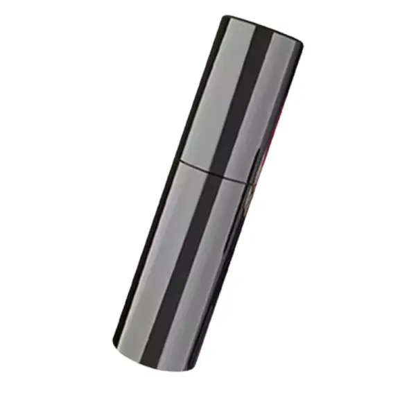 Lipstick clitoral suction vibrator – Smooché fully closed with the cap on, resembling a classic black lipstick tube for discreet storage.