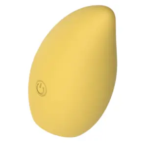 MangoTango vibrator shown at a tilt, highlighting its curvy mango-like shape with a smooth matte silicone surface and subtle contour.