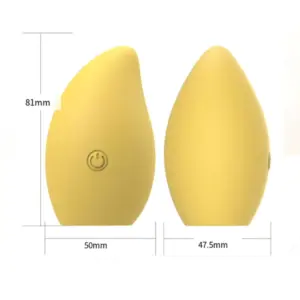 Side-by-side view of the MangoTango vibrator with measurements labeled 81mm tall, 50mm wide front-facing, and 47.5mm wide side-facing to show compact ergonomic proportions.