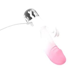 MiniHop charging via USB at the base, showing the clitoral stimulator and body-safe silicone gradient design from white to pink.