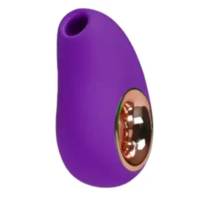 Soft Silicone Clitoral Suction Vibrator – Silkaire in deep purple with a smooth silicone body and rose gold accent ring.