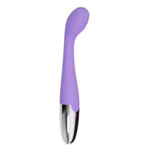 Rechargeable G-Spot Massager SparkElle in lavender with a smooth silicone body and a sleek metallic base for elegant, ergonomic handling.