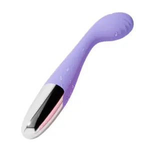 SparkElle G-spot Massager featuring water droplets on its lavender silicone body, showcasing its waterproof and easy-to-clean design.