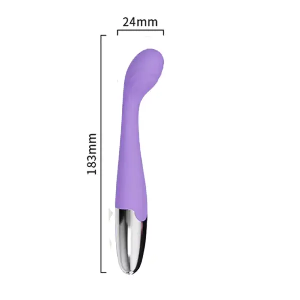 Rechargeable G-Spot Vibrator SparkElle shown with measurements of 183mm in length and 24mm tip width, emphasizing its slim and contoured shape.