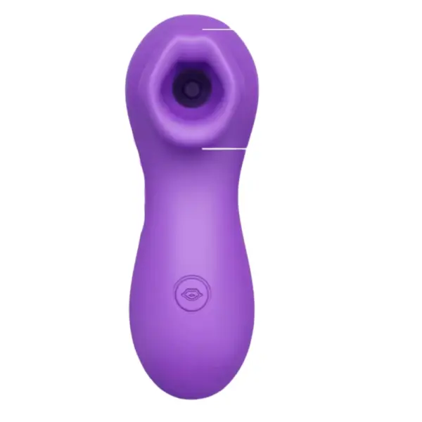 Vibrator With Suction – Succette shown from the front, featuring a wide, soft opening for targeted suction and a single-button control on the body.