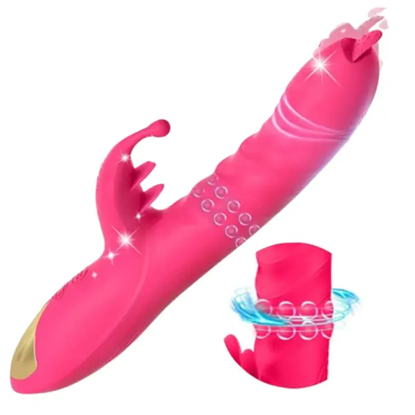 Visualized features of TwirlLuxe showcasing tongue-thrusting motion, rotating shaft with textured nodes, and glowing effects to emphasize functionality.