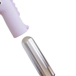 Unicorn shaped bullet vibrator – UniTease shown with the metallic bullet partially removed from the soft silicone unicorn sleeve for cleaning or use on its own.