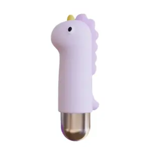 Unicorn shaped bullet vibrator – UniTease in soft lavender with a gold horn and ridged mane design, featuring a metallic base for vibration control.