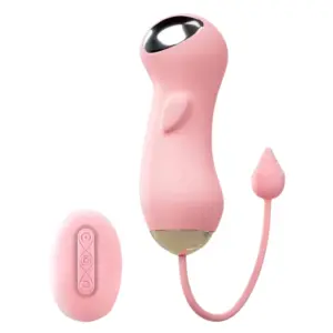Voltessa electro pulse vibrator paired with a matching pink remote control featuring simple, intuitive buttons for wireless functionality.