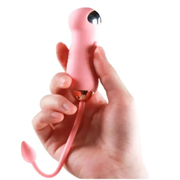 Voltessa held in hand to show compact, palm-sized proportions with a slim, flexible tail and metallic detailing at the base.