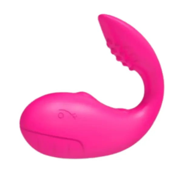 Side profile of TwinPulse stimulator featuring whale face detailing and textured nodules on the upper arm for added internal stimulation.