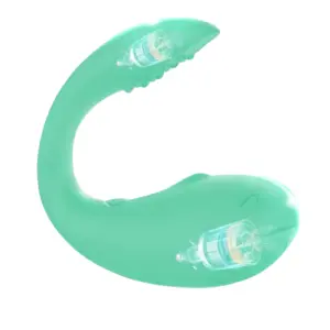 Mint green TwinPulse stimulator with an overlay showing dual internal motors in each arm, emphasizing its powerful dual vibration.