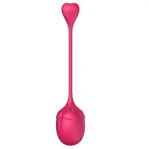 BigBloom XL vibrating egg shown upright with a flexible tail topped by a heart-shaped button, designed for wireless operation and ergonomic handling.