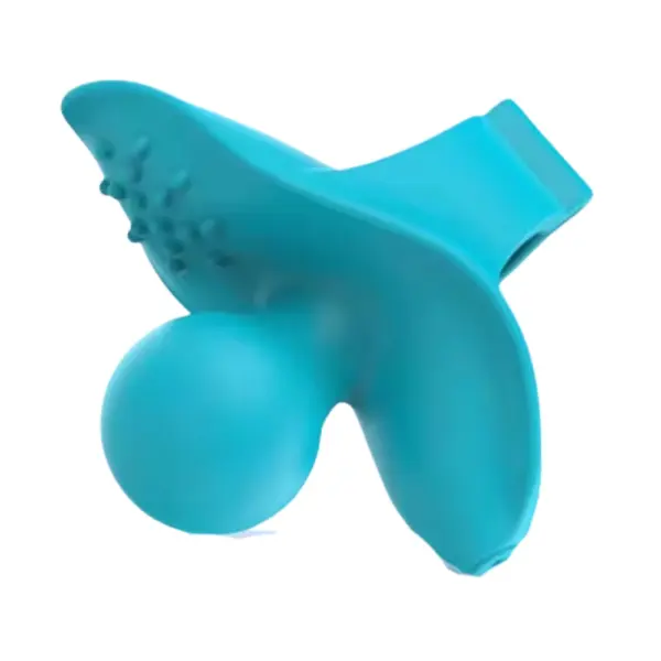 The Fluttra Butterfly Finger Vibrator with a soft silicone body, dotted wing textures, and ergonomic bulb, designed for comfortable fingertip stimulation.