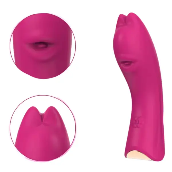 Detailed view of the Glidee Silicone Finger Sleeve Vibrator showing a suction-style opening and split-tip for targeted, multi-surface contact.