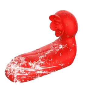 The Rosatra Dual Motor Finger Vibrator shown mid-splash, emphasizing its waterproof silicone body and rosebud-shaped dual motor stimulator.