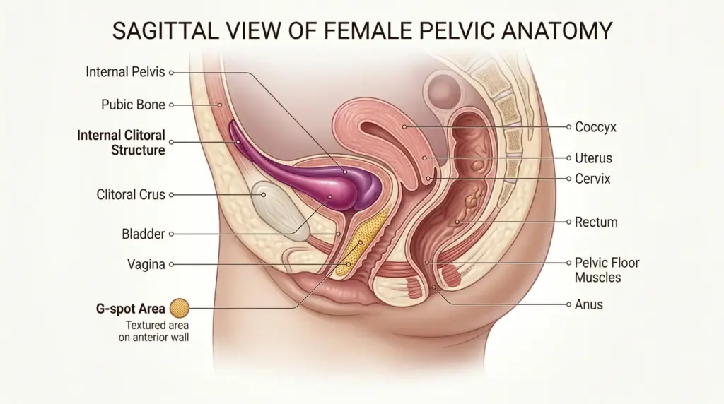 The G-spot and clitoral network location for precise stimulation